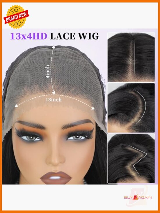 13X4 HD Lace Front Wig, Long Synthetic Glueless Wavy Curly 26 Inch Daily Use